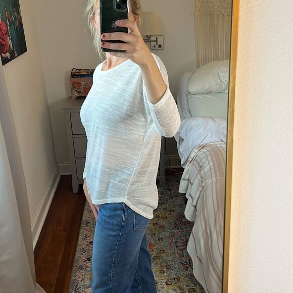 Oak‎ & Fort Linen Like White Blouse Size Medium - Picture 3 of 7